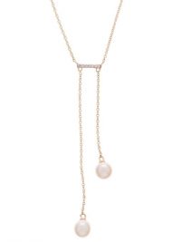 MATEO Diamond, pearl & 14kt gold lariat necklace ~ double drop necklaces