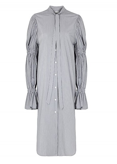 DRIES VAN NOTEN Doves striped cotton shirt dress ~ gathered sleeve dresses