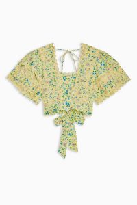 TOPSHOP Floral Crop Embroidered Sun Top
