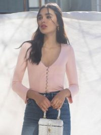 REFORMATION Gellar Top Blush ~ pale pink knits