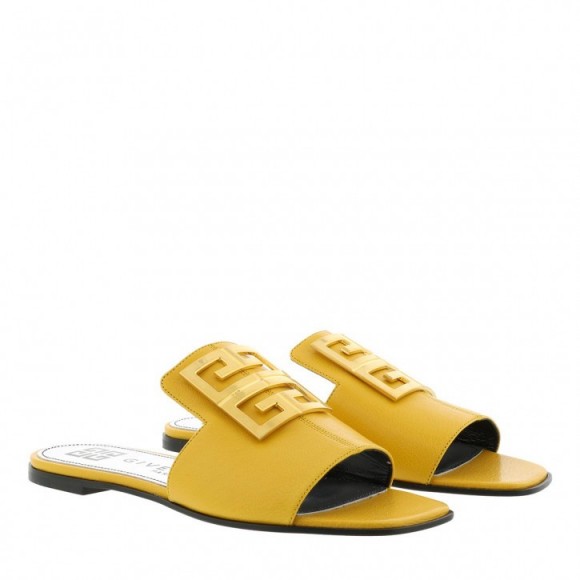 GIVENCHY 4G Sandals Grained Yellow Leather ~ summer flats