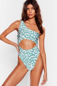 NASTY GAL Go Wild One Shoulder Leopard Swimsuit – cut-out swimsuits