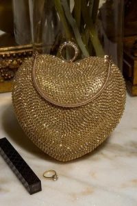 Sia & Stars Gold Starla Pouch – glamorous evening bags – sparkly going out accessories