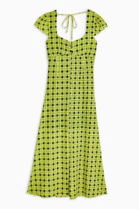 TOPSHOP Green Check Mesh Midi Dress