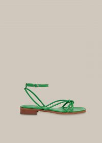 WHISTLES ROYA FLAT STRAPPY SANDAL GREEN / ankle strap flats