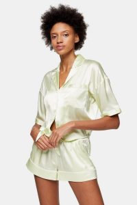 TOPSHOP Green Tie Satin Pyjama Set – pyjamas