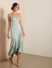 FOREVER NEW Hazel Wrap Frill Midi Dress Pale Sage