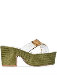 JACQUEMUS 100mm raffia buckled sandals ~ chic summer platform sandals ~ vintage look footwear