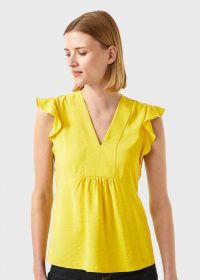 HOBBS LOREN TOP YELLOW / frill trimmed tops