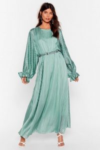 NASTY GAL Love Me Stripe Balloon Sleeve Maxi Dress Mint