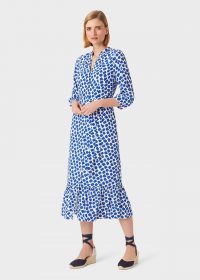 HOBBS MAGDA DRESS COBALT WHITE / blue frill hem dresses