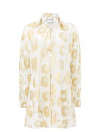 HALPERN Metallic floral-print cotton-voile shirt dress ~ luxe clothing