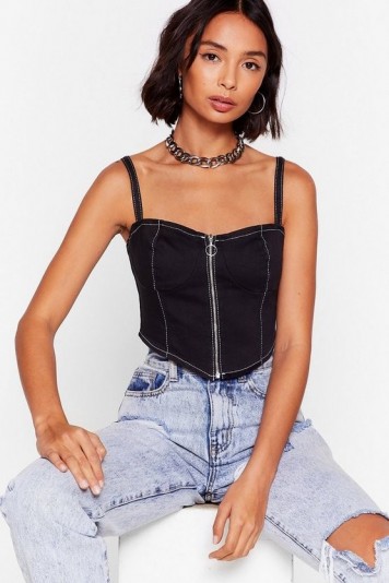 Nasty Gal Needs Bust Black Denim Corset Top