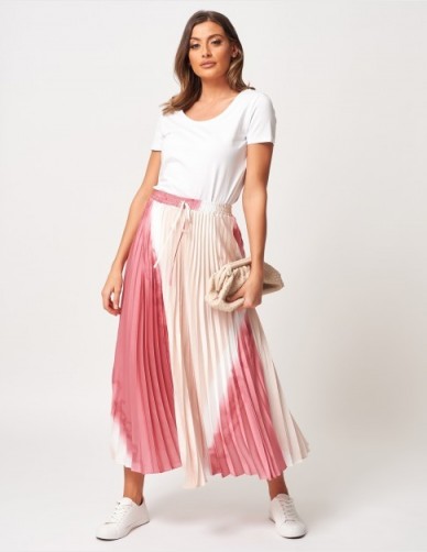 FOREVER UNIQUE Nude And Pink Sun-Ray Pleated Skirt ~ summer skirts