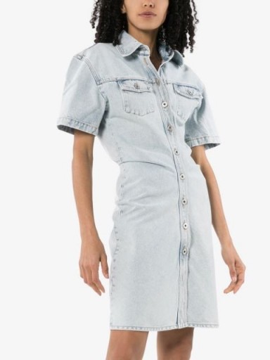 OFF-WHITE button-down denim mini dress | faded blue