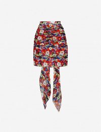 PATOU Floral-print high-waist silk-crepe mini skirt