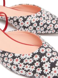 ROCHAS Point-toe daisy-jacquard slingback flats ~ flat slingback pumps