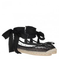 RED VALENTINO Espadrilles Black/Naturale ~ sheer mesh flats