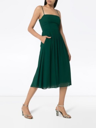 REFORMATION Rosehip pleated midi dress emerald green