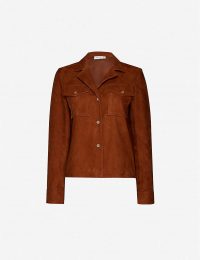 SANDRO Jonhy camp-collar brown suede jacket