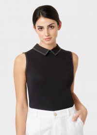 Hobbs SHANNON TOP Black ~ wardrobe staple ~ sleeveless collard tops