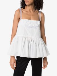 SHUSHU/TONG beaded-strap peplum top ~ frill hem tops