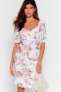 NASTY GAL Stalk This Way Floral Midi Dress White