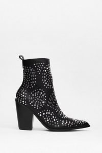 NASTY GAL Stud By You Faux Leather Heeled Boots