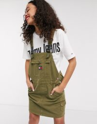 Tommy Jeans dungaree dress in green