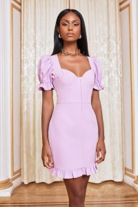 Lavish Alice underwired corset puff sleeve mini dress in pastel purple