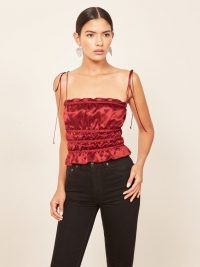 REFORMATION Viviana Top – Crimson ~ strappy, smocked cami