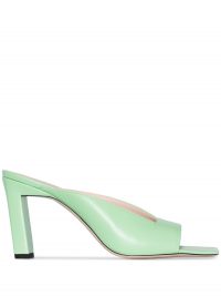 WANDLER Isa 85mm leather mules ~ pale green square toe mule