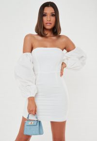 Missguided white poplin balloon sleeve mini dress