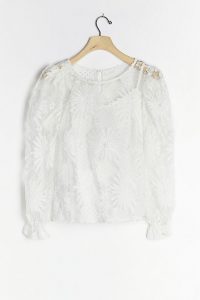 Eva Franco Dess Textured-Floral Top White