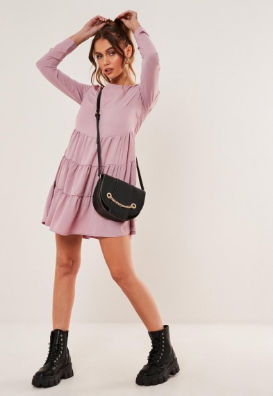 MISSGUIDED blush chiffon tiered smock dress