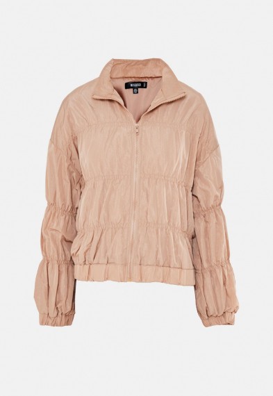 MISSGUIDED blush ruched detail bomber jacket – casual jackets