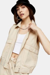 CONSIDERED Ecru Zip Utility Gilet – neutral sleeveless jacket