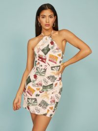 REFORMATION Dory Dress Vacaciones ~ printed halterneck mini