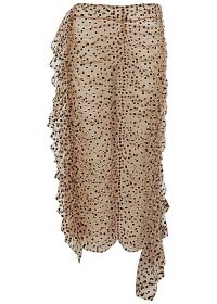 DRIES VAN NOTEN Sage polka-dot ruched silk skirt