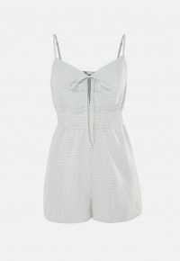 MISSGUIDED green gingham cami tie front playsuit – summer playsuits