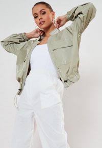 MISSGUIDED green pocket detail bomber jacket