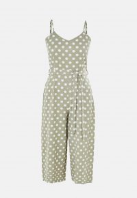 MISSGUIDED green polka dot cami jumpsuit – strappy summer jumpsuits