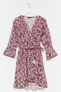 It’s Happy Flower Plus Wrap Dress Pink