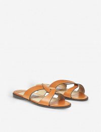 JIMMY CHOO Atia flat leather sandals / cross-over front flats