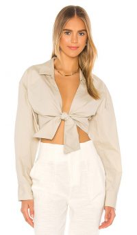 L’Academie The Neva Top Khaki | front tie tops