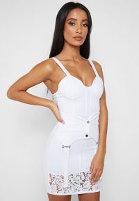 Manière De Voir LACE AND SUSPENDER DETAIL DRESS WHITE