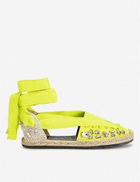 LOEWE Loewe x Paula’s lace-up crystal-embellished woven espadrilles yellow fluo