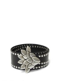 ISABEL MARANT Lowli flower-buckle studded leather belt in black