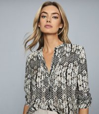 REISS MALIA PRINTED BLOUSE BLACK ~ mono shirt ~ wardrobe staple