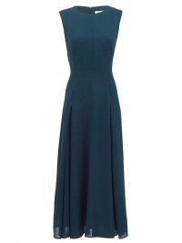 CEFINN Melina godet-pleated technical-voile midi dress ~ sleeveless dresses